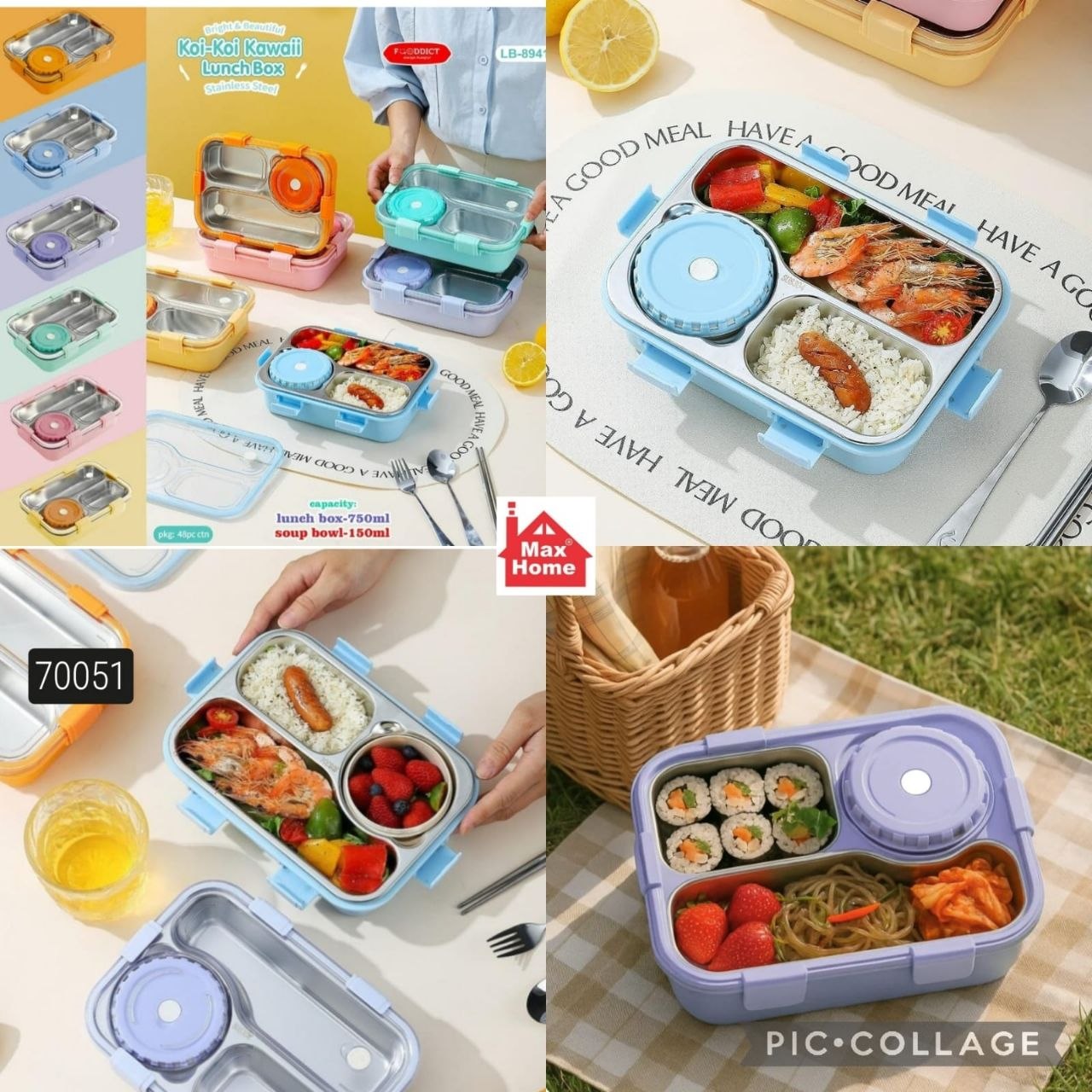 Stainless Steel Bento Lunch Box – Leakproof 3 Compartment Tiffin Box for Kids & Adults