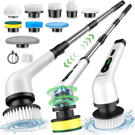9-in-1 Cordless Electric Spin Scrubber – Powerful Cleaning Brush with Adjustable Extension Rod