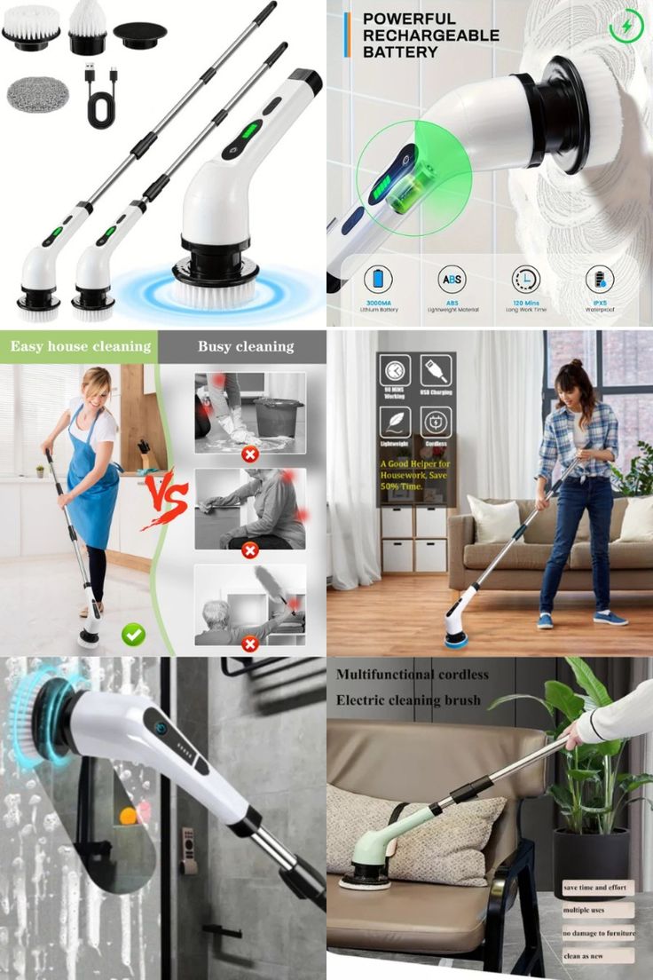 9-in-1 Cordless Electric Spin Scrubber – Powerful Cleaning Brush with Adjustable Extension Rod