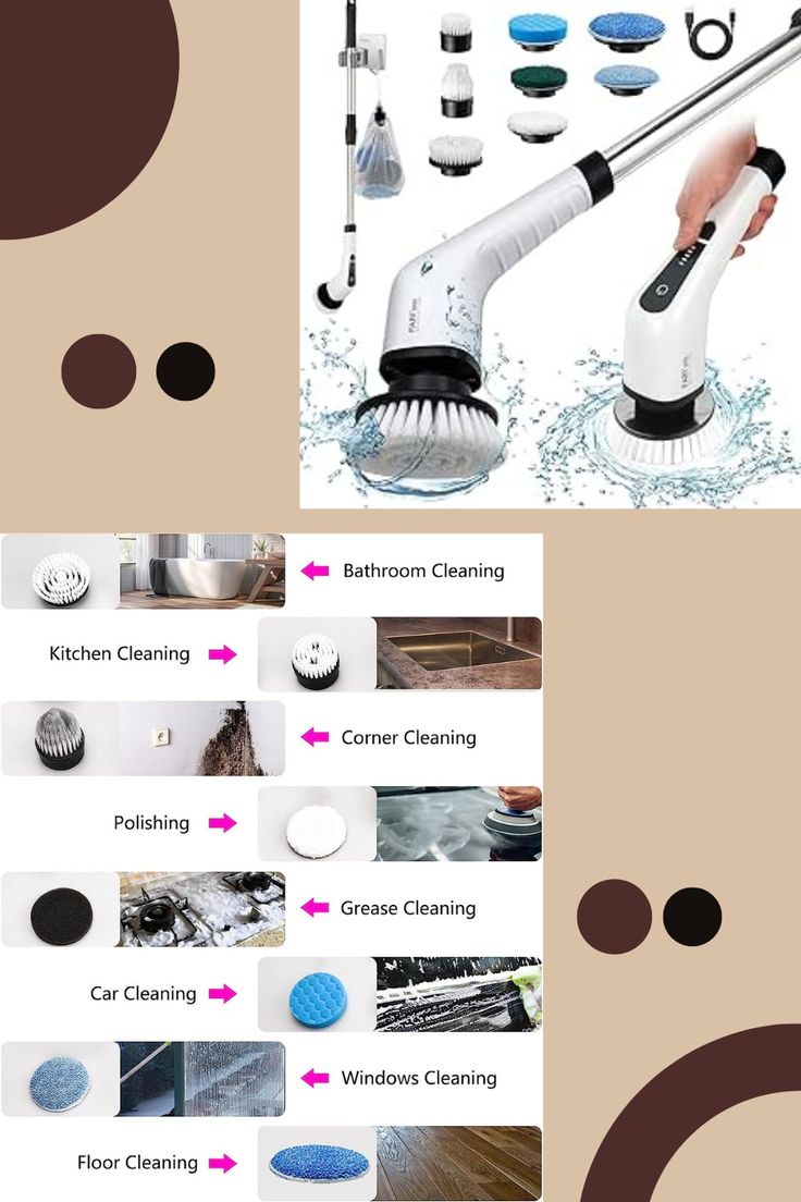 9-in-1 Cordless Electric Spin Scrubber – Powerful Cleaning Brush with Adjustable Extension Rod