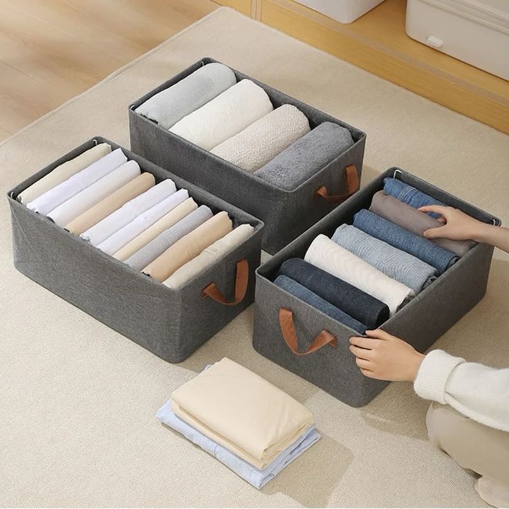 2-Pack 26L Foldable Storage Boxes for Clothes with Handles