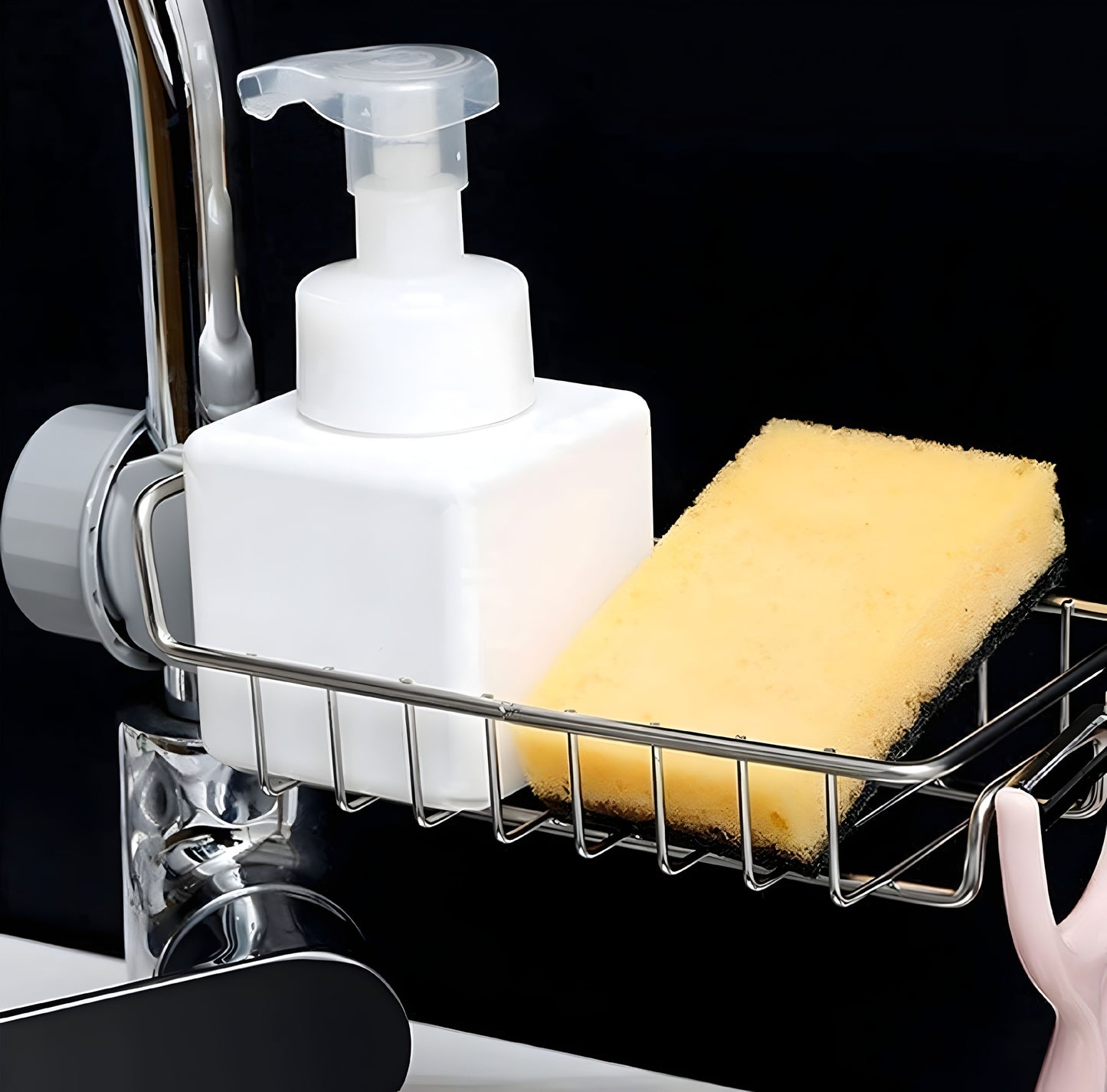 Faucet Sink Caddy-Stainless Steel Sponge & Soap