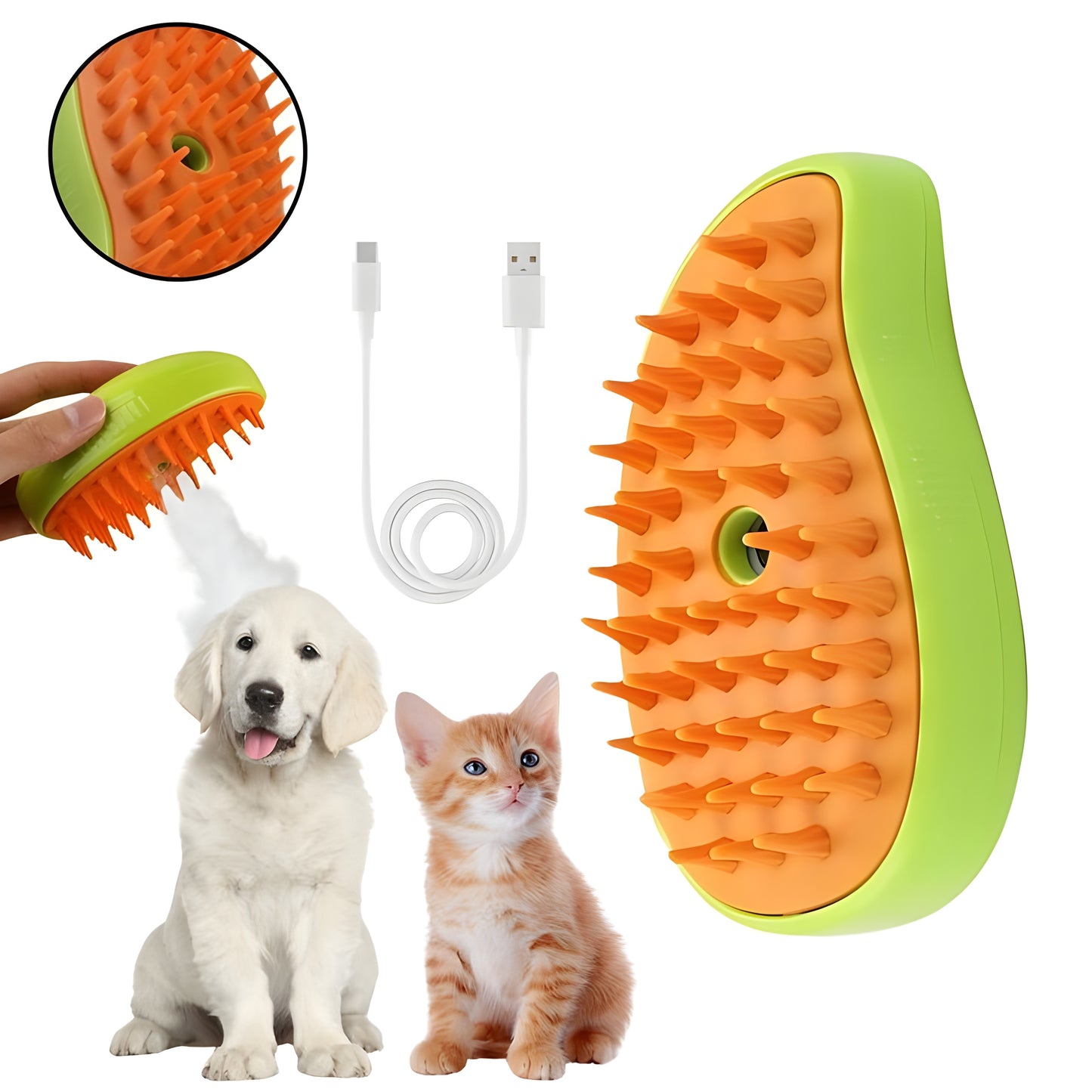 3-in-1 Electric Pet Steamer Brush for Cats & Dogs
