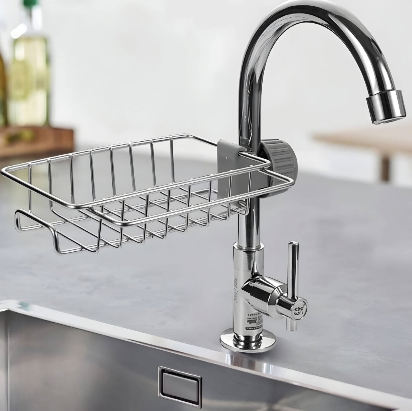 Faucet Sink Caddy-Stainless Steel Sponge & Soap