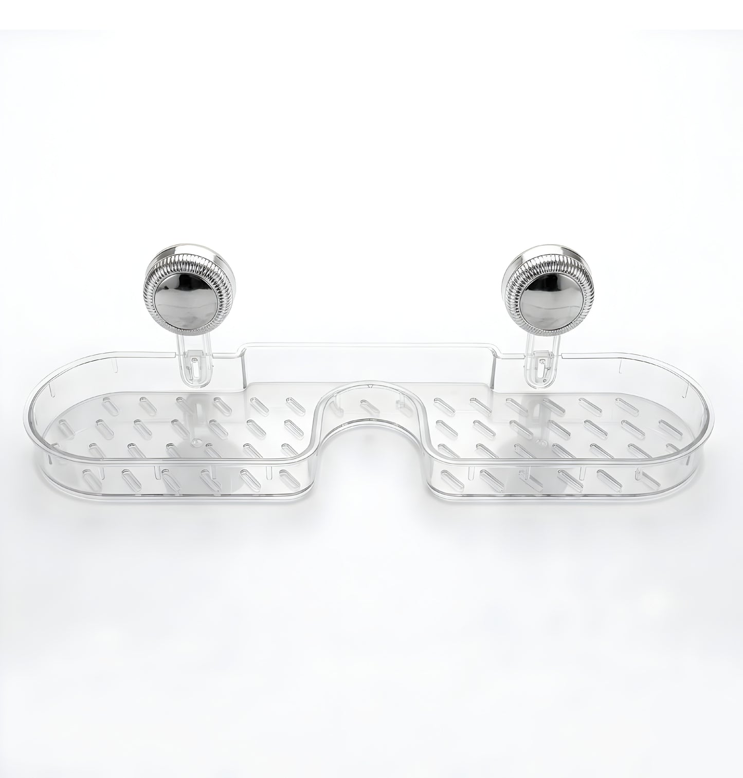 Bathroom Sink Shelf Organizer with Suction Cup – No Drill Wall Mounted Faucet Storage Rack for Countertop, Shower & Vanity | Clear Transparent Caddy with Drainage