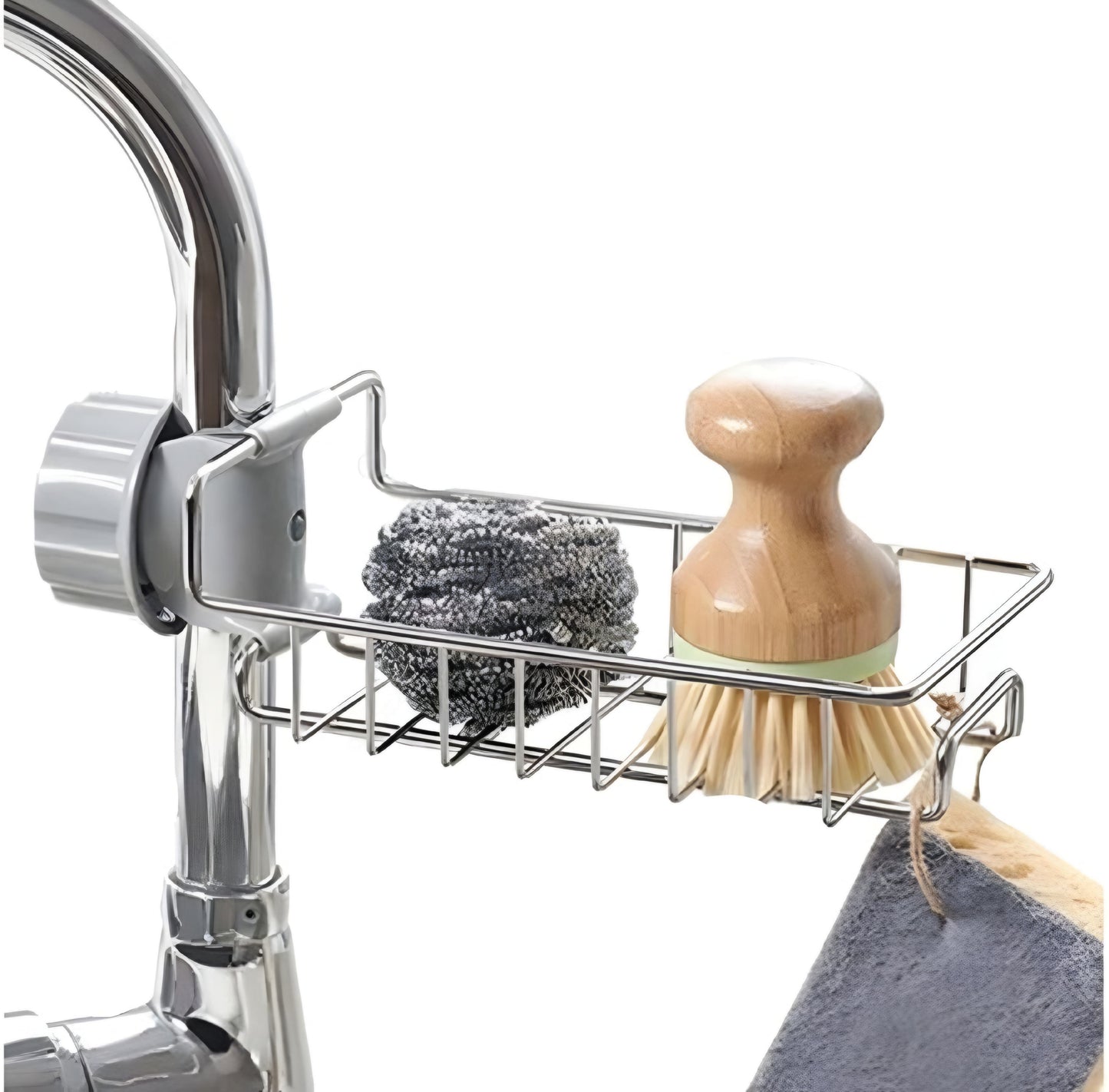 Faucet Sink Caddy-Stainless Steel Sponge & Soap