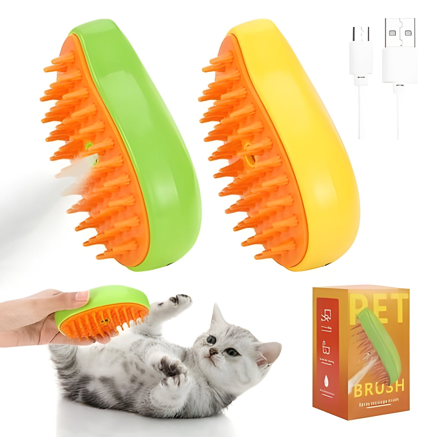 3-in-1 Electric Pet Steamer Brush for Cats & Dogs