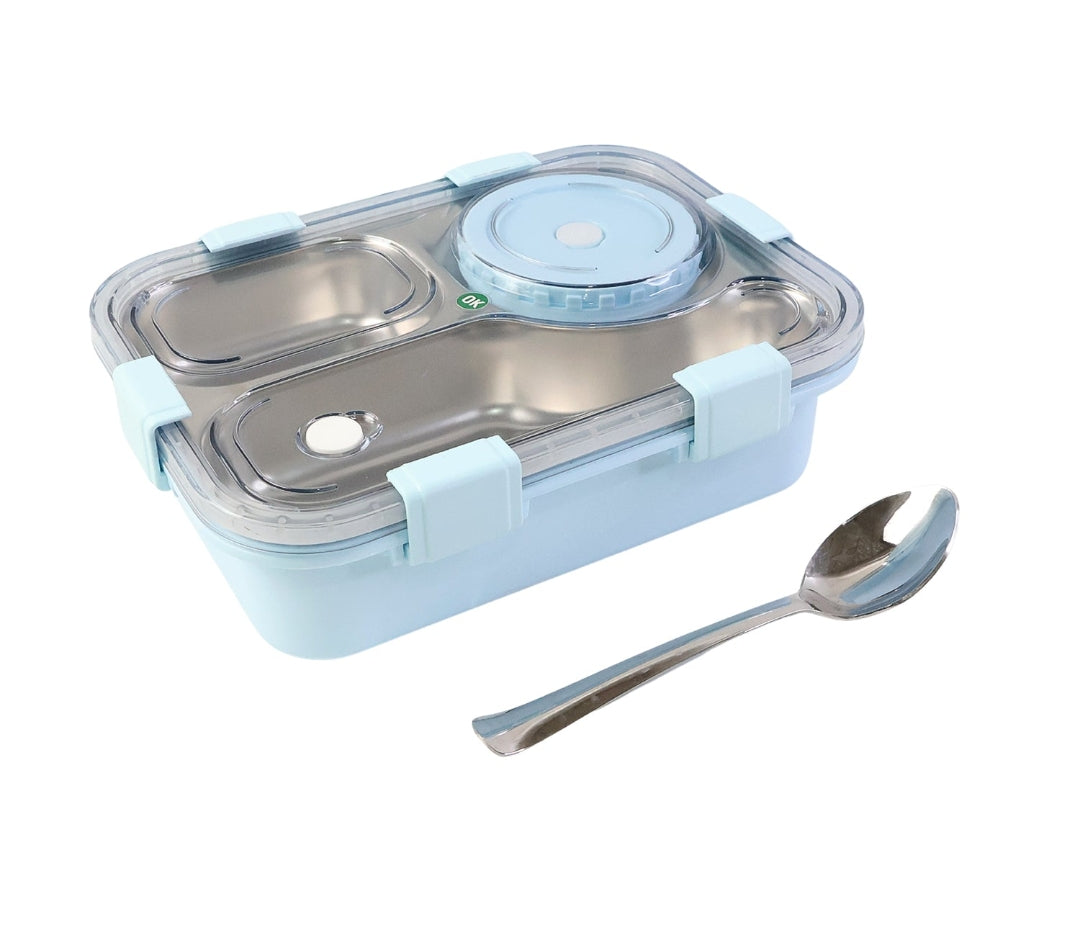 Stainless Steel Bento Lunch Box – Leakproof 3 Compartment Tiffin Box for Kids & Adults
