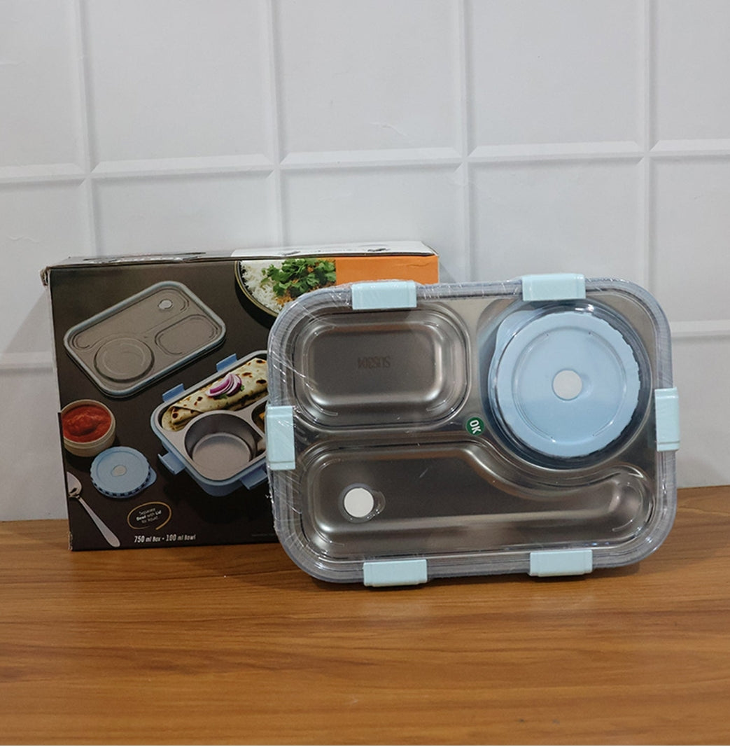 Stainless Steel Bento Lunch Box – Leakproof 3 Compartment Tiffin Box for Kids & Adults