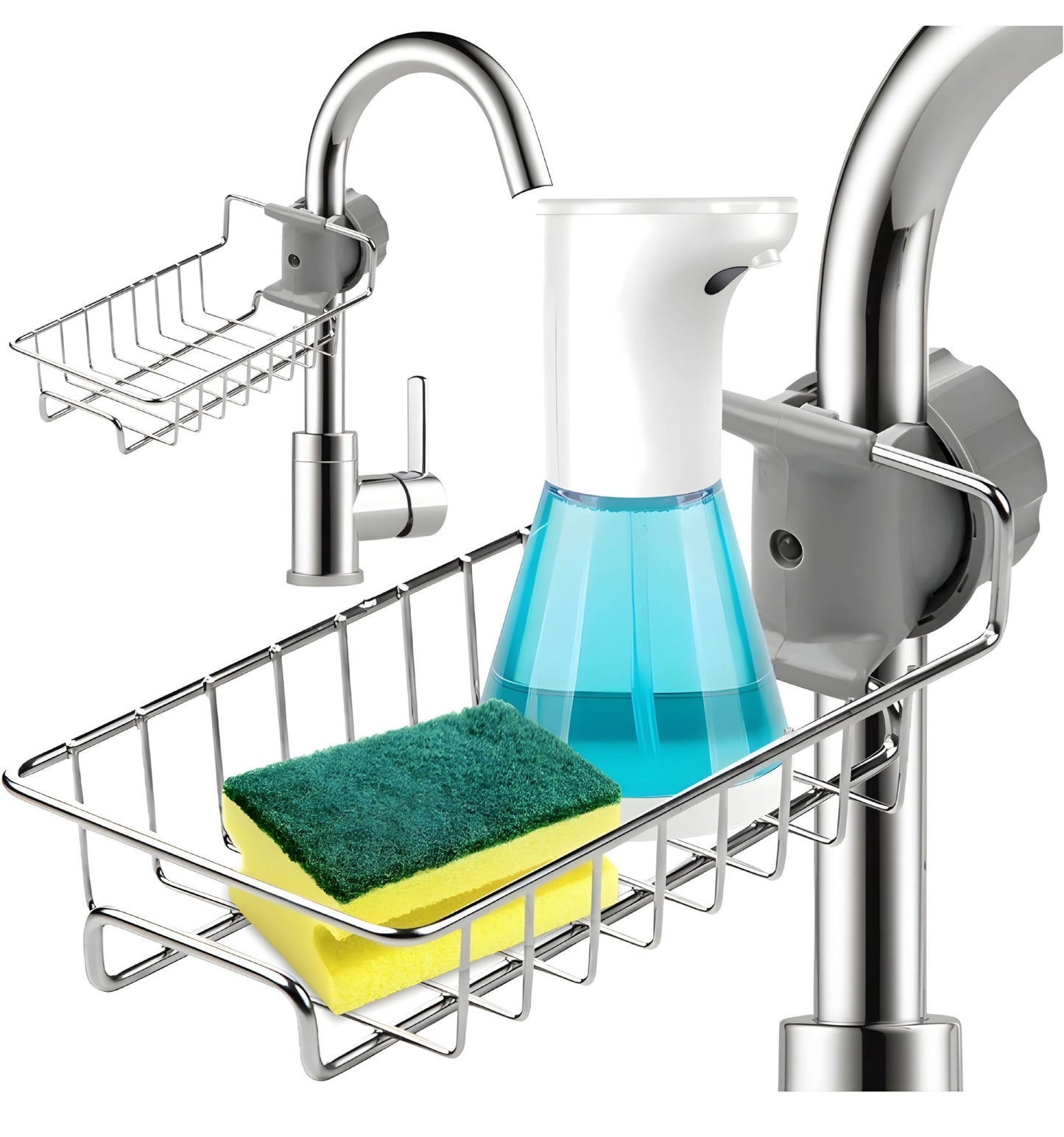 Faucet Sink Caddy-Stainless Steel Sponge & Soap