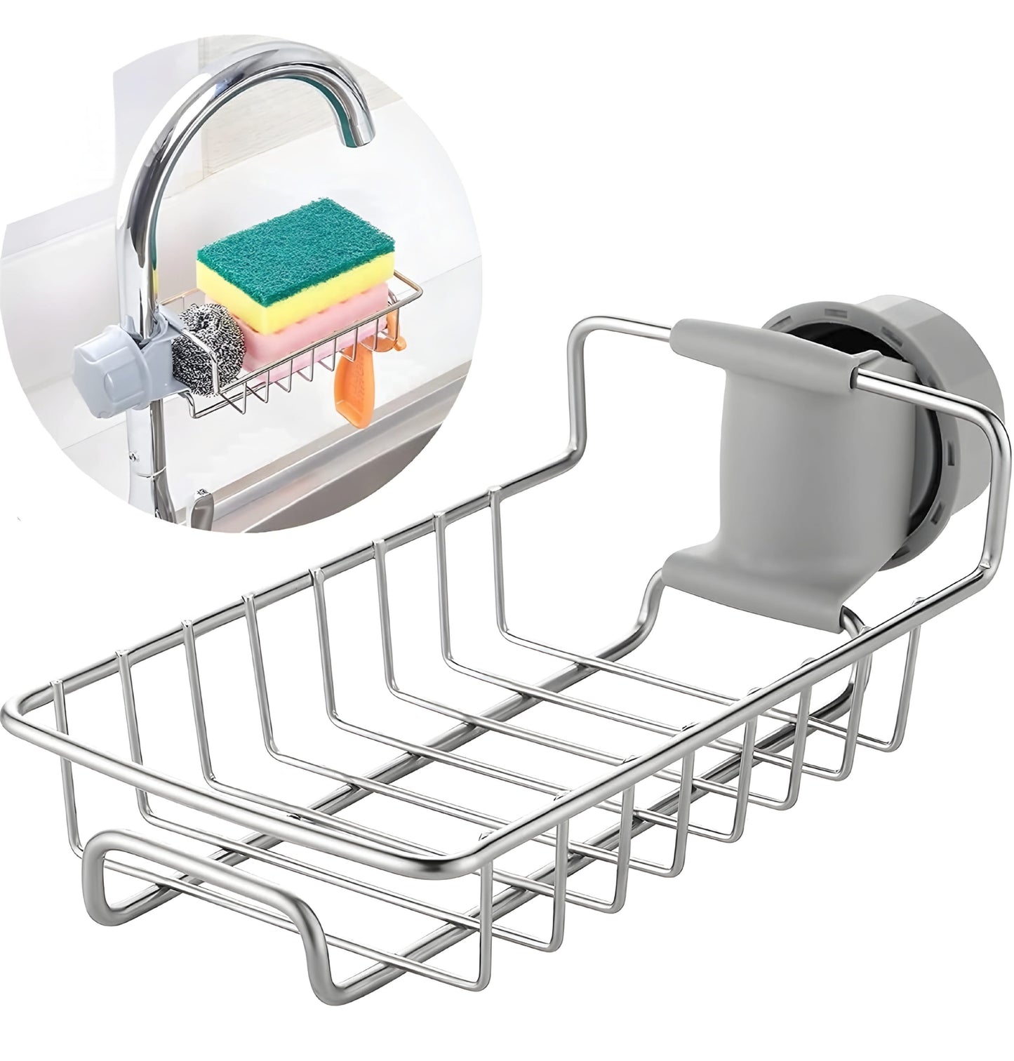 Faucet Sink Caddy-Stainless Steel Sponge & Soap