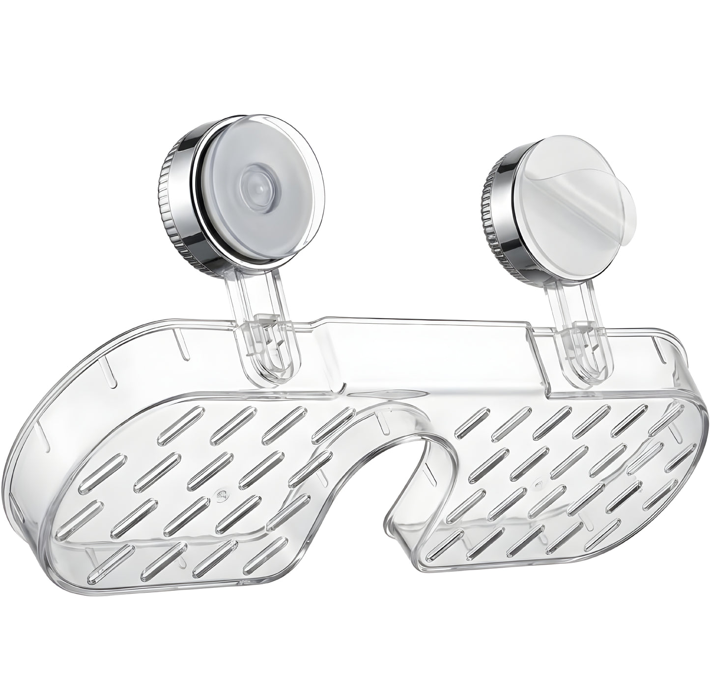Bathroom Sink Shelf Organizer with Suction Cup – No Drill Wall Mounted Faucet Storage Rack for Countertop, Shower & Vanity | Clear Transparent Caddy with Drainage